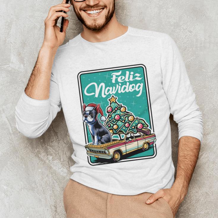 Boston Terrier Merry Christmas Tree Truck Dog X-Mas Unisex Long Sleeve T-Shirt, funny gift