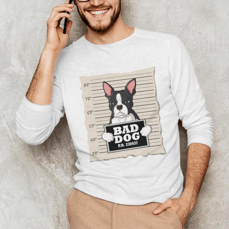 Boston Terrier Mug Shot Guilty Dog Unisex Long Sleeve T-Shirt, funny gift