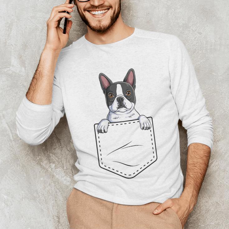 Boston Terrier In The Pocket Cute Boston Terrier Dog Lovers Men Women Girls Kids Unisex Long Sleeve T-Shirt, funny gift