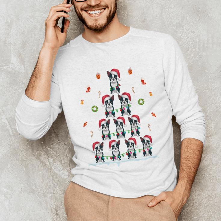 Boston Terrier Xmas Tree Lights For Men Women Boston Terrier Unisex Long Sleeve T-Shirt, funny gift