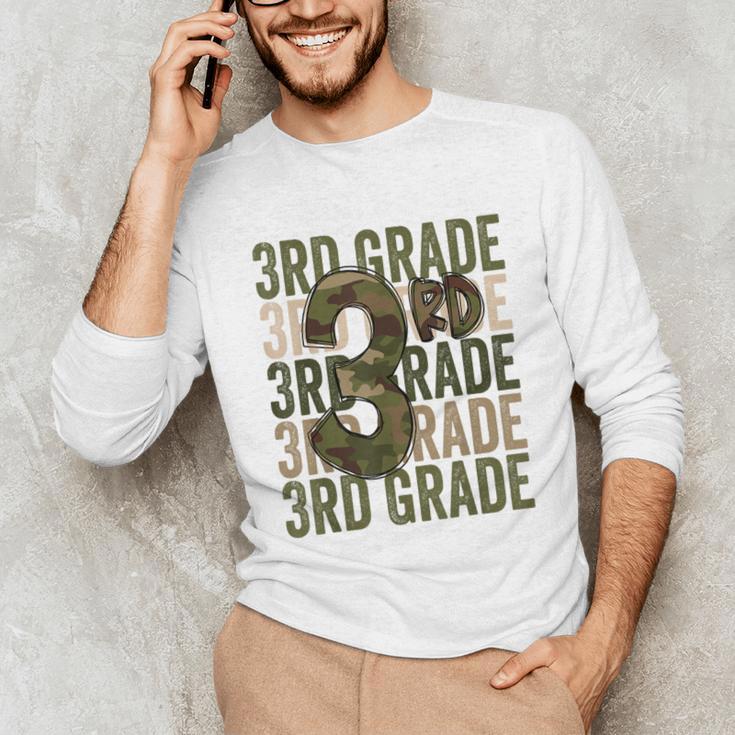 Camo Team 3rd Grade Squad Back To School Teacher Kids Boys Unisex Long Sleeve T-Shirt, funny gift