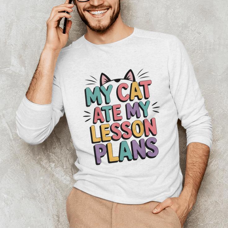 My Cat Ate My Lesson Plans Teacher Cat Humor Unisex Long Sleeve T-Shirt, funny gift My Cat Ate My Lesson Plans Teacher Cat Humor Unisex Long Sleeve T-Shirt, funny gift