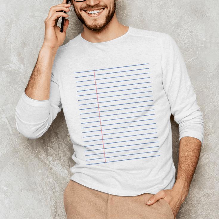 Colleged Ruled Paper Lined Writer Student Professor Teacher Unisex Long Sleeve T-Shirt, funny gift Colleged Ruled Paper Lined Writer Student Professor Teacher Unisex Long Sleeve T-Shirt, funny gift