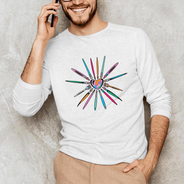 Cool Brush Heart Shape Art Teacher Paint For Artist Painter Unisex Long Sleeve T-Shirt, funny gift Cool Brush Heart Shape Art Teacher Paint For Artist Painter Unisex Long Sleeve T-Shirt, funny gift