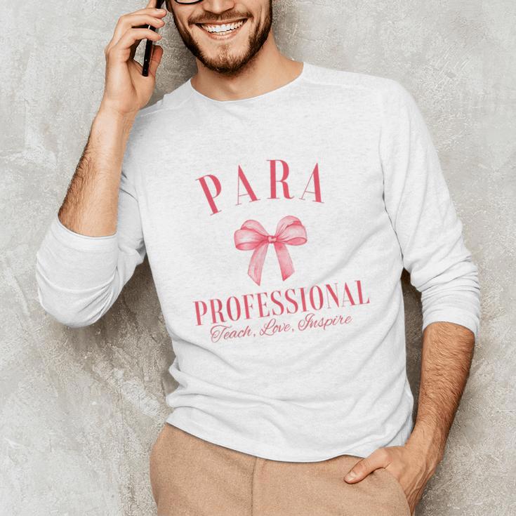 Coquette Bow Paraprofessional School Para Squad Teacher Aide Unisex Long Sleeve T-Shirt, funny gift Coquette Bow Paraprofessional School Para Squad Teacher Aide Unisex Long Sleeve T-Shirt, funny gift