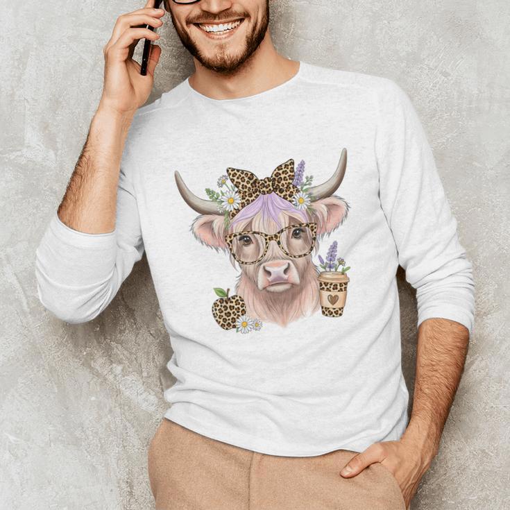 Cute Floral Highland Cow Back To School For Women Teacher Unisex Long Sleeve T-Shirt, funny gift