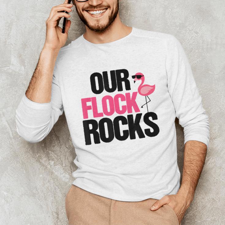 Our Flock Rocks Flamingo Mother's Day Teacher Unisex Long Sleeve T-Shirt, funny gift Our Flock Rocks Flamingo Mother's Day Teacher Unisex Long Sleeve T-Shirt, funny gift