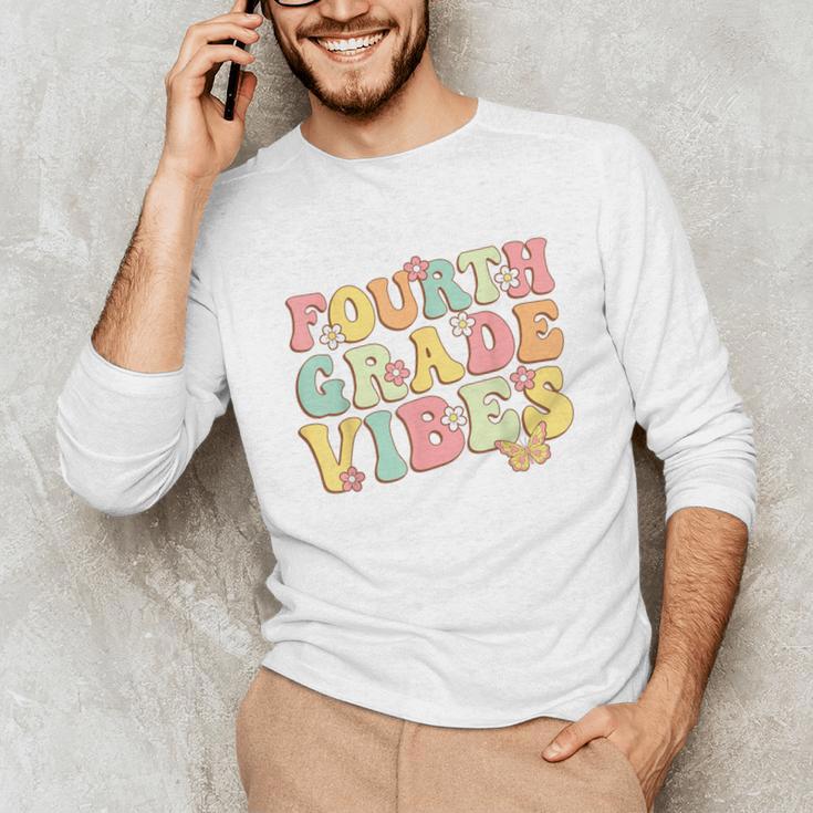 Fourth Grade Vibes Hello Team 4th Grade Teacher Kids Retro Unisex Long Sleeve T-Shirt, funny gift