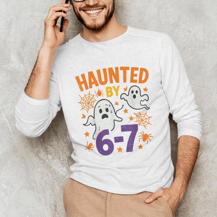 Haunted 67 Ghost Math Teacher Halloween Costume Math Pun Unisex Long Sleeve T-Shirt, funny gift Haunted 67 Ghost Math Teacher Halloween Costume Math Pun Unisex Long Sleeve T-Shirt, funny gift