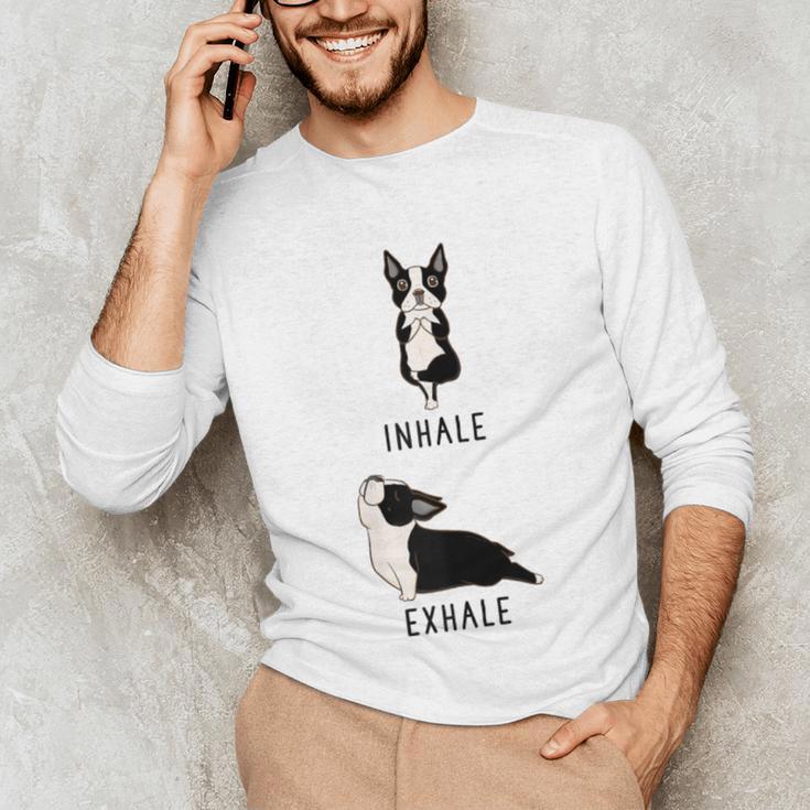 Inhale Exhale Yoga Boston Terrier Tshirt Unisex Long Sleeve T-Shirt, funny gift