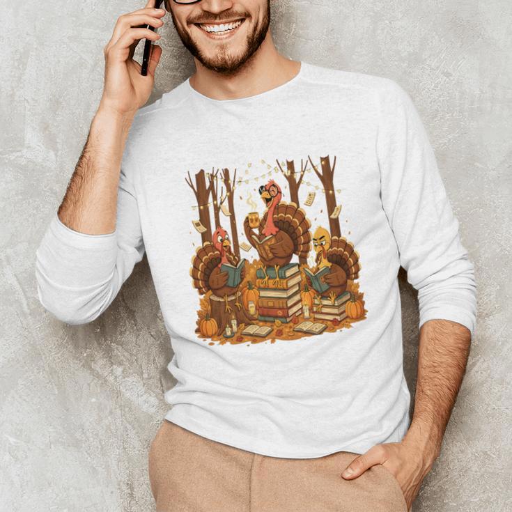 Librarian Turkey Reading Book Fall Thanksgiving Teacher Book Unisex Long Sleeve T-Shirt, funny gift Librarian Turkey Reading Book Fall Thanksgiving Teacher Book Unisex Long Sleeve T-Shirt, funny gift