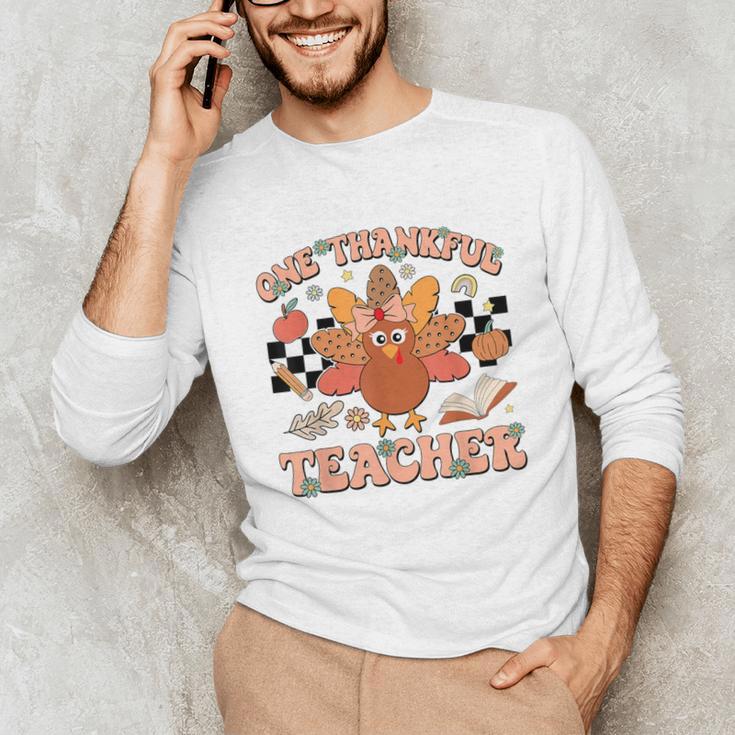 One Thankful Teacher Thanksgiving Retro Groovy Fall Teachers Unisex Long Sleeve T-Shirt, funny gift One Thankful Teacher Thanksgiving Retro Groovy Fall Teachers Unisex Long Sleeve T-Shirt, funny gift