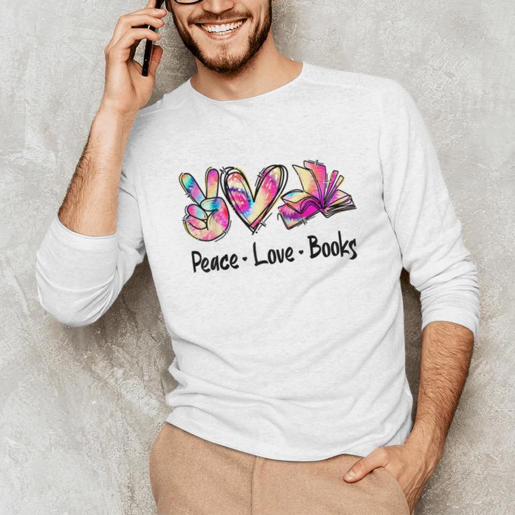 Peace Love Books Librarian Teacher Life Book Library Tie Dye Unisex Long Sleeve T-Shirt, funny gift Peace Love Books Librarian Teacher Life Book Library Tie Dye Unisex Long Sleeve T-Shirt, funny gift