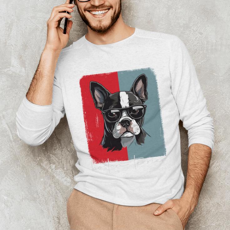Retro Boston Terrier Dog Lover Bostie Mom Dad Dog Owner Unisex Long Sleeve T-Shirt, funny gift