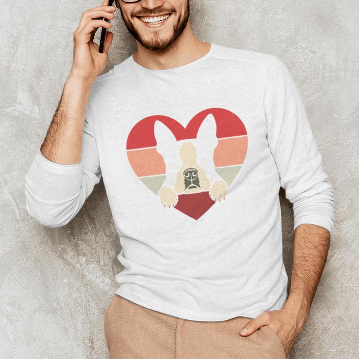 Retro Heart Boston Terrier Dog Vintage Valentine Unisex Long Sleeve T-Shirt, funny gift