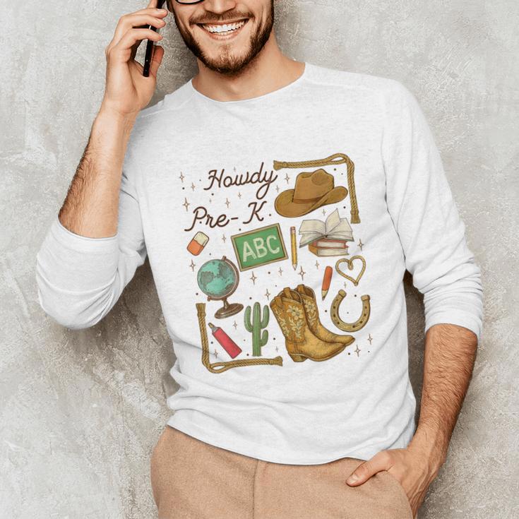 Retro Howdy Pre-K Back To School Western Teacher Unisex Long Sleeve T-Shirt, funny gift Retro Howdy Pre-K Back To School Western Teacher Unisex Long Sleeve T-Shirt, funny gift