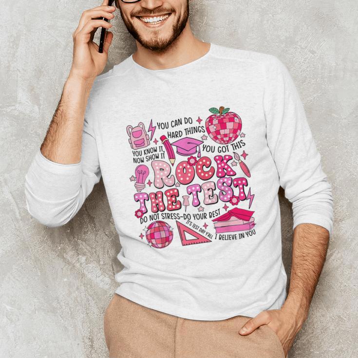 Rock The Test Testing Day Don't Stress Do Your Best Teacher For Men Women Girls Kids Unisex Long Sleeve T-Shirt, funny gift Rock The Test Testing Day Don't Stress Do Your Best Teacher For Men Women Girls Kids Unisex Long Sleeve T-Shirt, funny gift