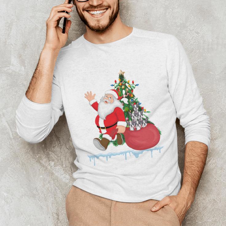Santa Ugly Christmas Tree Lights Boston Terrier Dog Lover Unisex Long Sleeve T-Shirt, funny gift