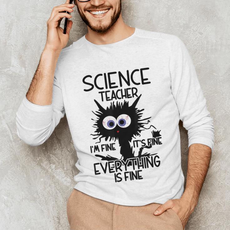 Science Teacher Appreciation Merch -Adults -Youth Grey Classic Fit Modern Science Theme Cartoon Unisex Long Sleeve T-Shirt, funny gift
