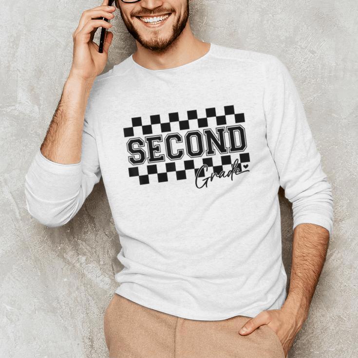 Second Grade Checkered Teacher 1st Day Back To School Women Unisex Long Sleeve T-Shirt, funny gift Second Grade Checkered Teacher 1st Day Back To School Women Unisex Long Sleeve T-Shirt, funny gift