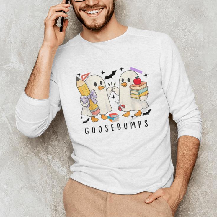Silly Goose Spooky Teacher Halloween Cute Goosebumps Unisex Long Sleeve T-Shirt, funny gift