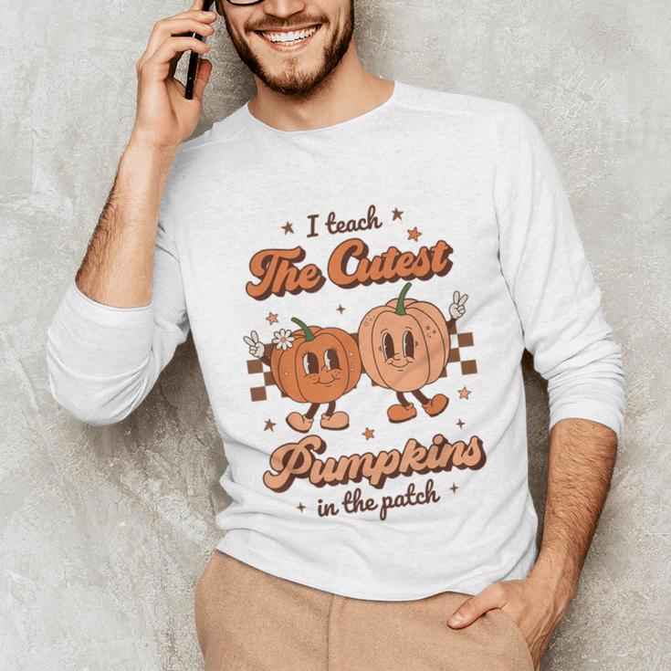 I Teach The Cutest Pumpkins In The Patch Retro Teacher Fall Unisex Long Sleeve T-Shirt, funny gift