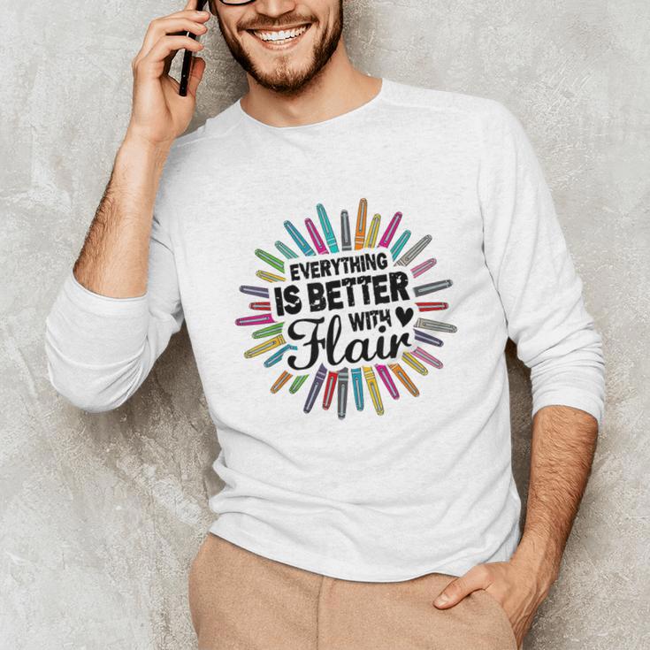 Teacher Flair Pen Art Lover School Supplies Unisex Long Sleeve T-Shirt, funny gift