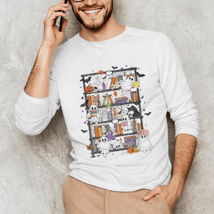 Teacher Library Ghost Reading Book Halloween Cat Unisex Long Sleeve T-Shirt, funny gift Teacher Library Ghost Reading Book Halloween Cat Unisex Long Sleeve T-Shirt, funny gift
