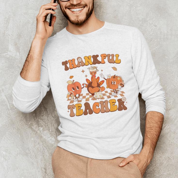 Thankful Teacher Retro Groovy Thanksgiving Fall Women Men Unisex Long Sleeve T-Shirt, funny gift Thankful Teacher Retro Groovy Thanksgiving Fall Women Men Unisex Long Sleeve T-Shirt, funny gift