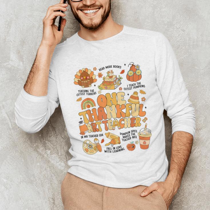Thanksgiving One Thankful Art Teacher Fall Groovy Men Women Unisex Long Sleeve T-Shirt, funny gift Thanksgiving One Thankful Art Teacher Fall Groovy Men Women Unisex Long Sleeve T-Shirt, funny gift