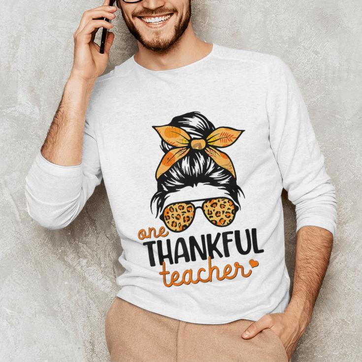 Thanksgiving Shirt Teacher Women Messy Bun Thankful Teacher Unisex Long Sleeve T-Shirt, funny gift Thanksgiving Shirt Teacher Women Messy Bun Thankful Teacher Unisex Long Sleeve T-Shirt, funny gift