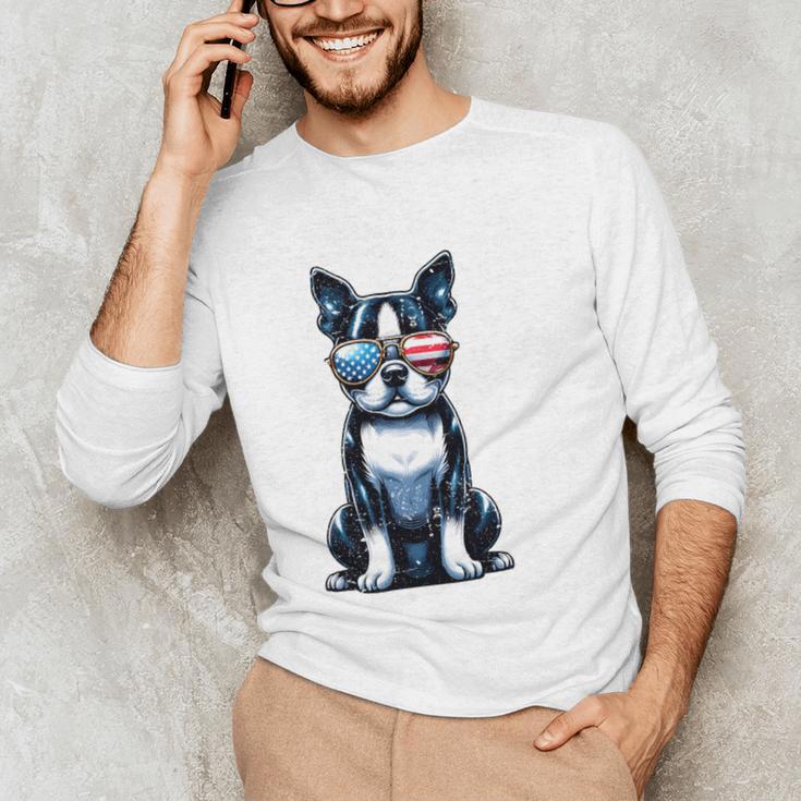 USA Flag Boston Terrier Best Dog Mom Ever 2025 Unisex Long Sleeve T-Shirt, funny gift