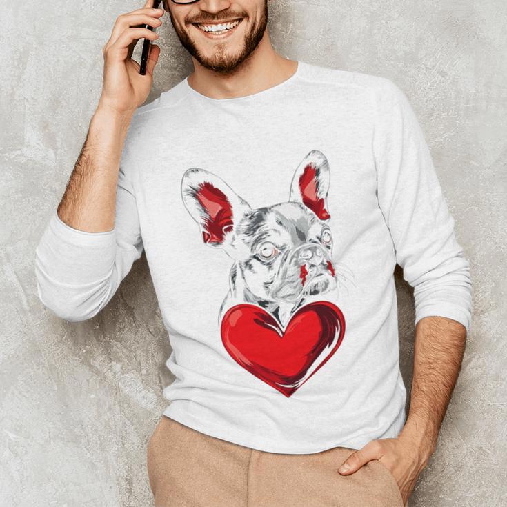 Valentine's Day Boston Terrier Dog Vector Unisex Long Sleeve T-Shirt, funny gift