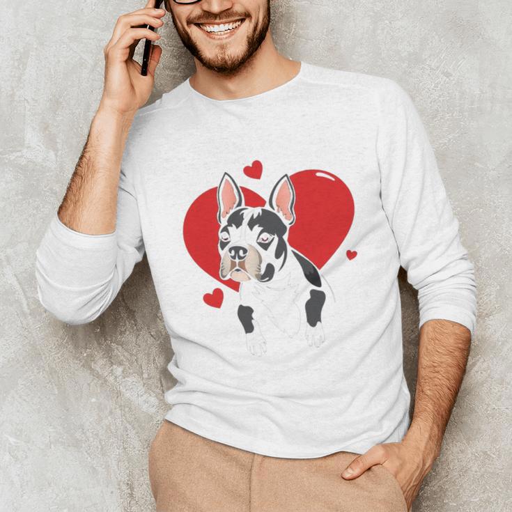 Valentine's Day Boston Terrier Heart Unisex Long Sleeve T-Shirt, funny gift