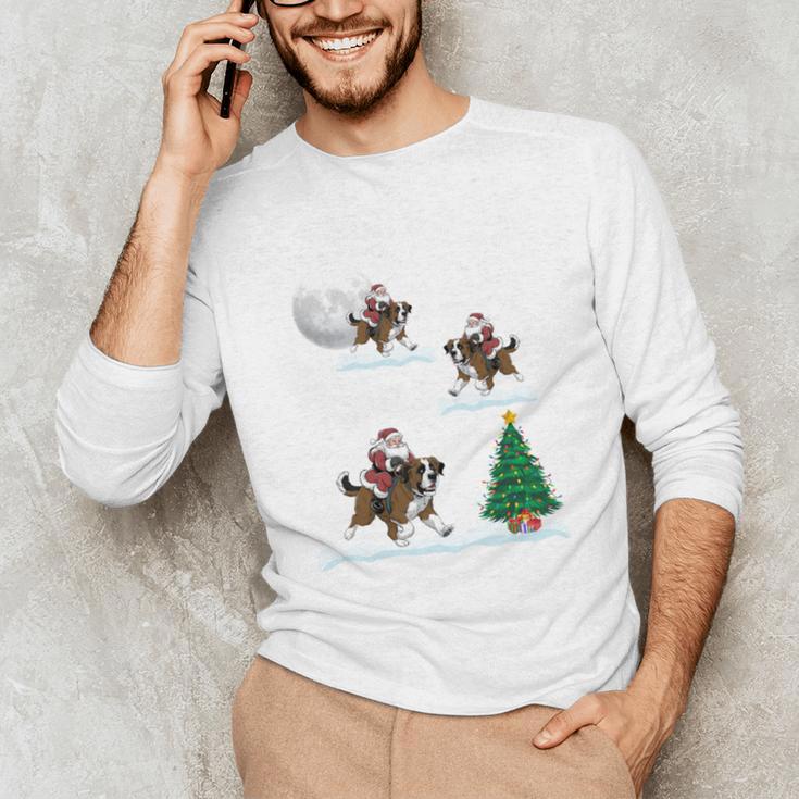 Xmas Lighting Tree Santa Riding Boston Terrier Christmas Unisex Long Sleeve T-Shirt, funny gift