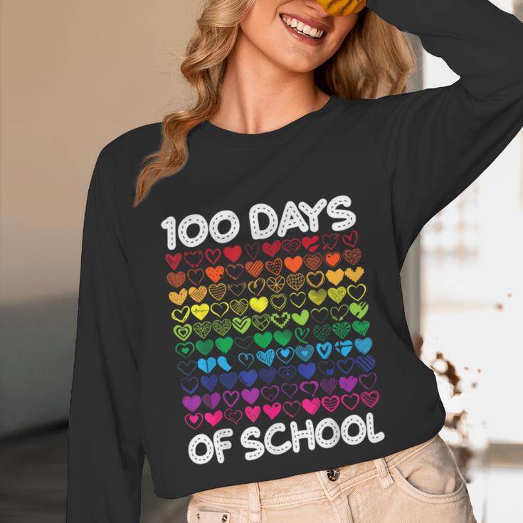 100 Days Of School Heart Love Teacher Or Student 100th Day Unisex Long Sleeve T-Shirt, funny design