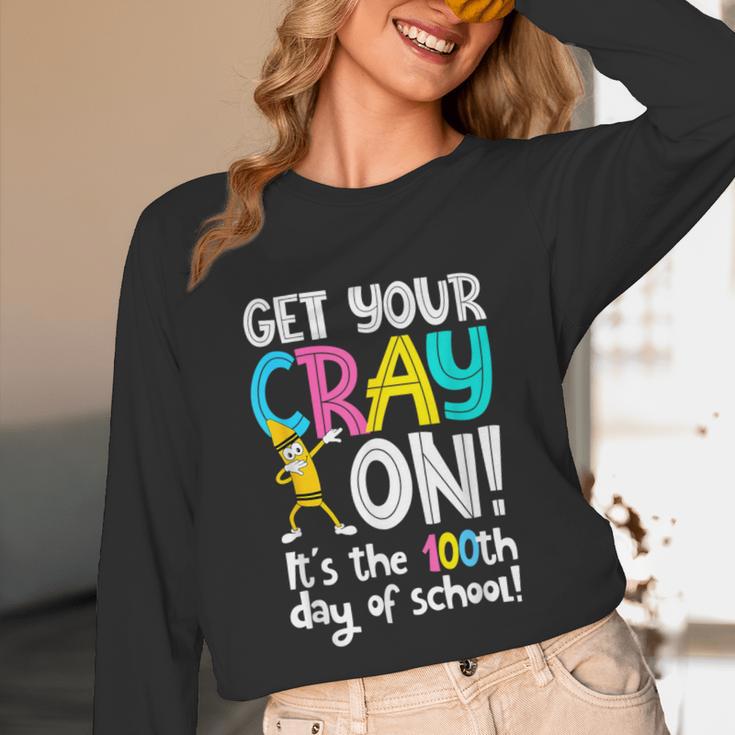 100th Day Of School Get Your Cray On Teacher Unisex Long Sleeve T-Shirt, funny design 100th Day Of School Get Your Cray On Teacher Unisex Long Sleeve T-Shirt, funny design