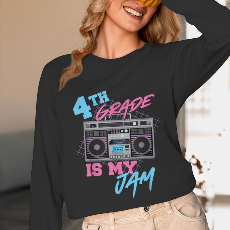 4th Grade Is My Jam Vintage 80s Boombox Teacher Student Unisex Long Sleeve T-Shirt, funny design
