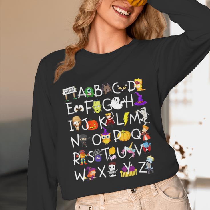 Alphabet ABCs Halloween Characters Kindergarten Teacher Kids Unisex Long Sleeve T-Shirt, funny design Alphabet ABCs Halloween Characters Kindergarten Teacher Kids Unisex Long Sleeve T-Shirt, funny design