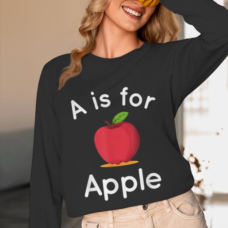 A Is For Apple Toddler Kindergarten Preschool Teacher Unisex Long Sleeve T-Shirt, funny design A Is For Apple Toddler Kindergarten Preschool Teacher Unisex Long Sleeve T-Shirt, funny design