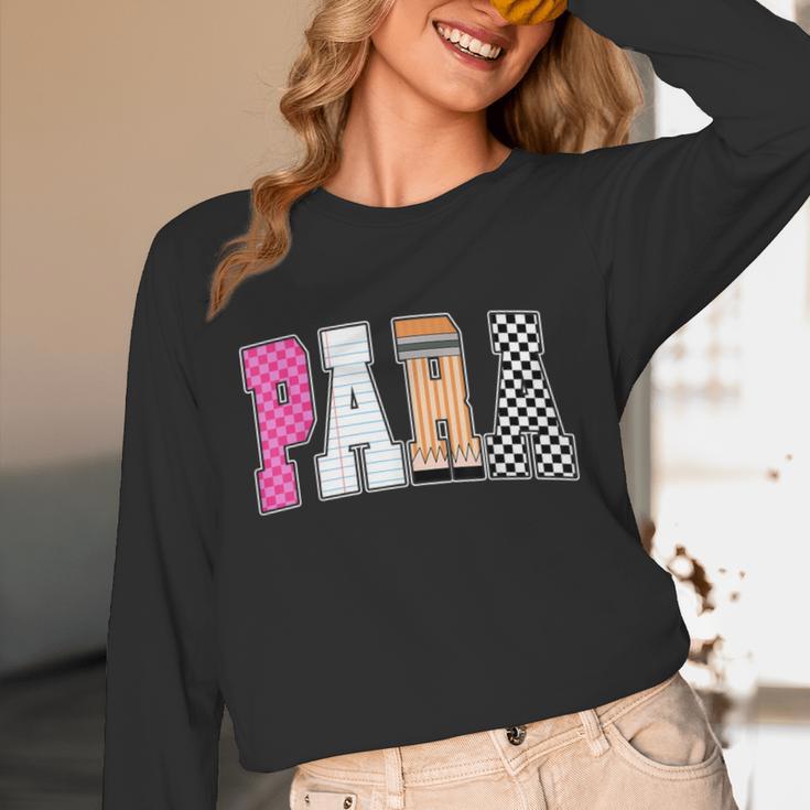 Back To School Teacher Para Preppy Checkered Para Life Unisex Long Sleeve T-Shirt, funny design