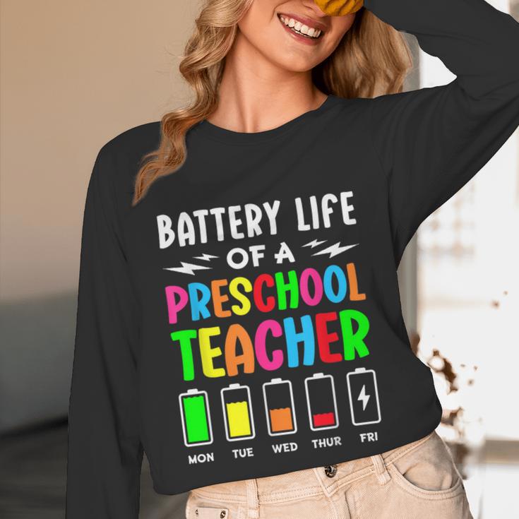 Battery Life Of a Preschool School Teacher School Week Unisex Long Sleeve T-Shirt, funny design Battery Life Of a Preschool School Teacher School Week Unisex Long Sleeve T-Shirt, funny design
