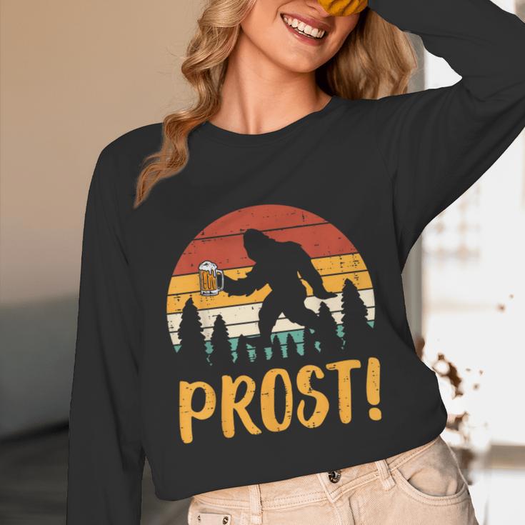 Bigfoot Sasquatch Prost Retro Bavarian Oktoberfest Men Women Unisex Long Sleeve T-Shirt, funny design