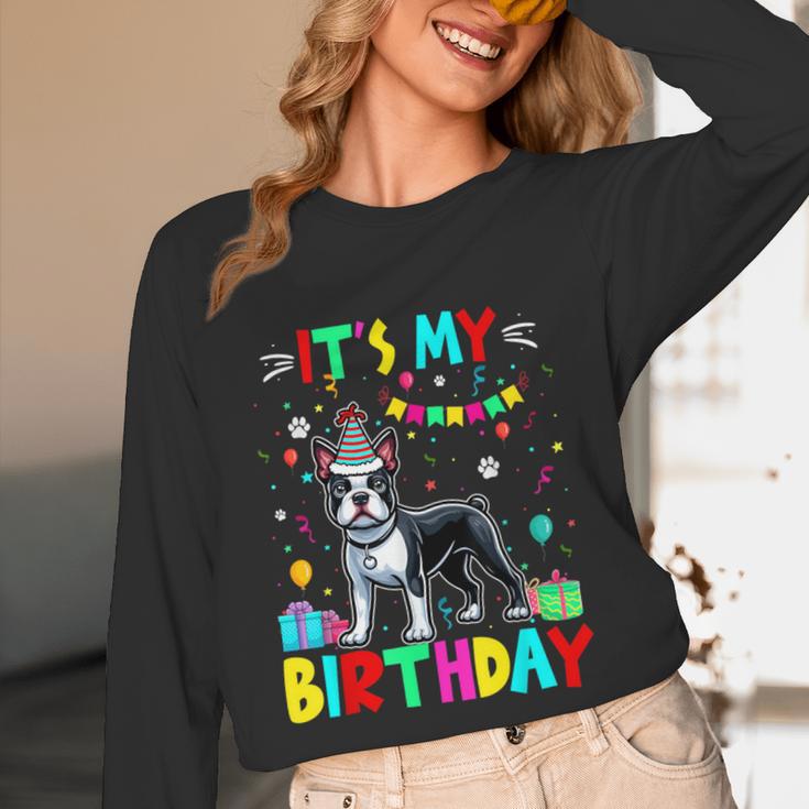 My Birthday Colorful Costume Boston Terrier Party Unisex Long Sleeve T-Shirt, funny design