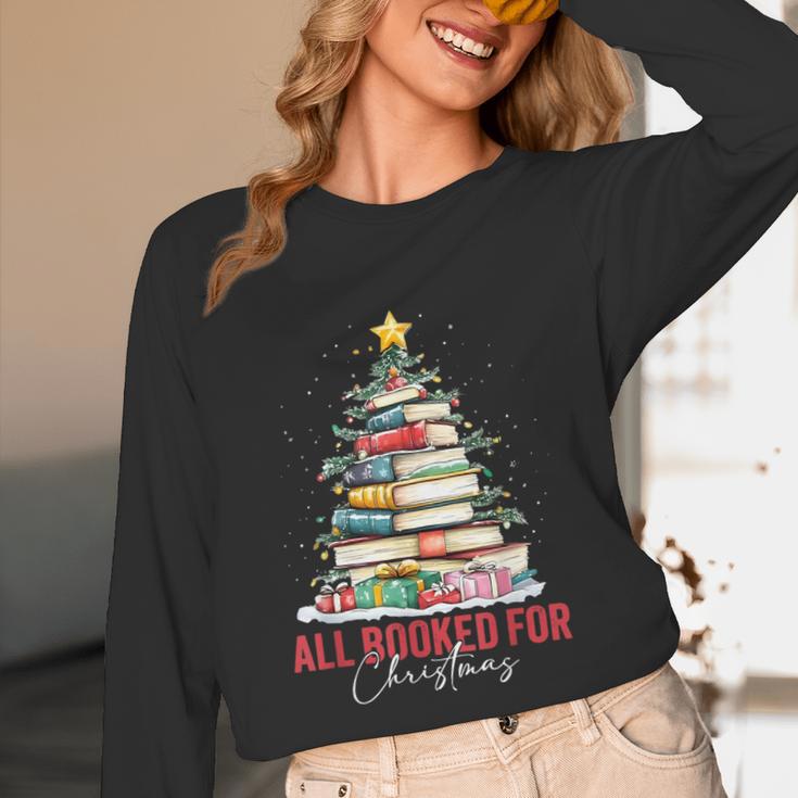 All Booked For Christmas Xmas Tree Teacher Holiday Pajamas Unisex Long Sleeve T-Shirt, funny design All Booked For Christmas Xmas Tree Teacher Holiday Pajamas Unisex Long Sleeve T-Shirt, funny design