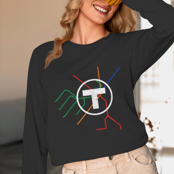 Boston T Subway Map Vintage MBTA Unisex Long Sleeve T-Shirt, funny design
