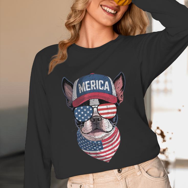 Boston Terrier 4th Of July US Merica Bostie Dog Patriotic For Men Women Kids Unisex Long Sleeve T-Shirt, funny design
