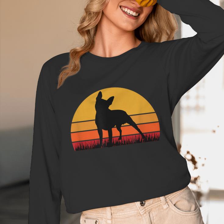 Boston Terrier Bostie Sunset Retro Dog Pet Mom Dad Unisex Long Sleeve T-Shirt, funny design