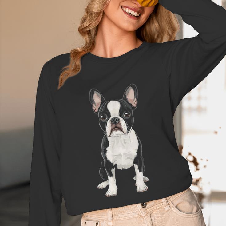 Boston Terrier Dog Motif Pet Art Boston Terrier For Men Women Kids Unisex Long Sleeve T-Shirt, funny design