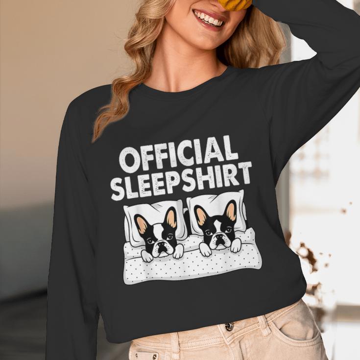 Boston Terrier Dog Official Sleep Pajamas Nightgown Unisex Long Sleeve T-Shirt, funny design